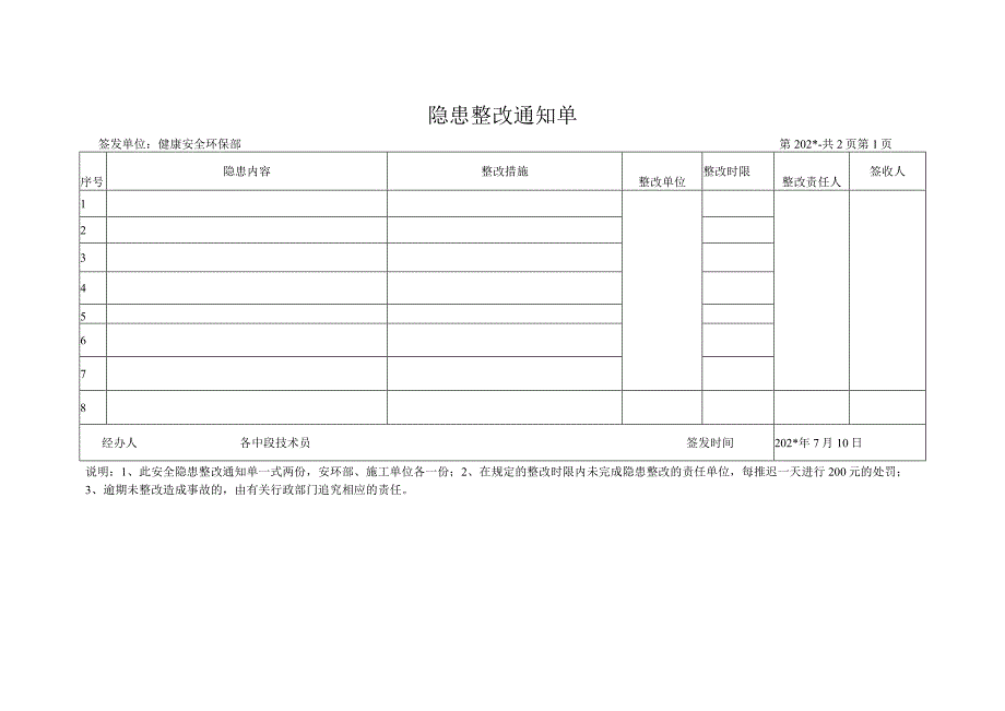 安全检查隐患整改单模板.docx_第1页