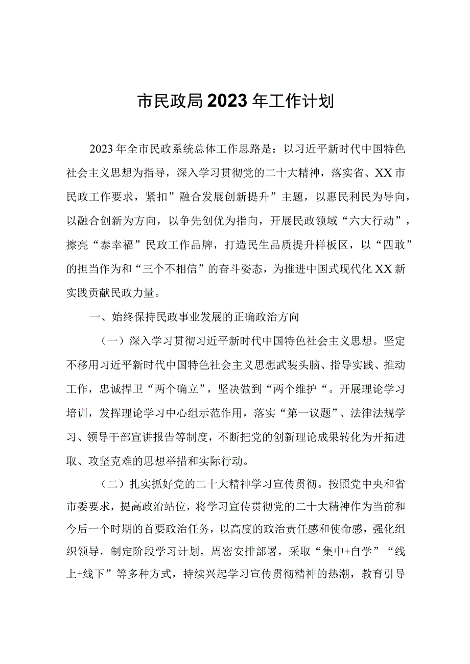 市民政局2023年工作计划.docx_第1页