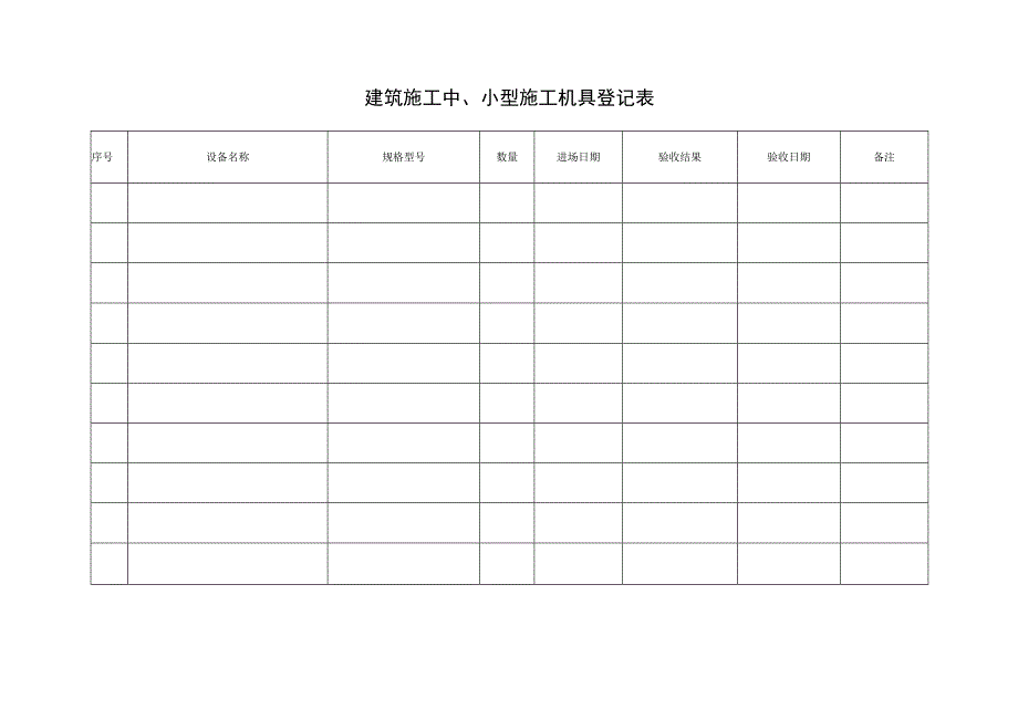 建筑施工中小型施工机具登记表.docx_第1页