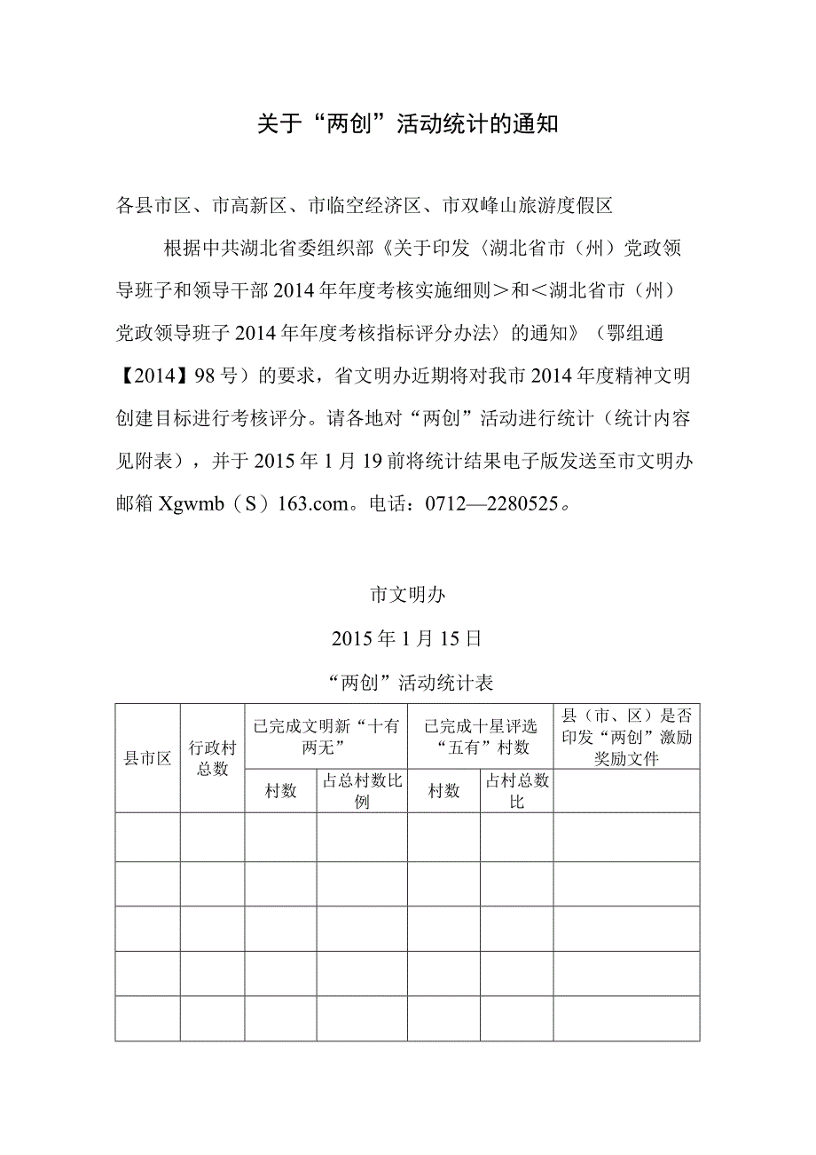 关于两创活动统计的通知.docx_第1页