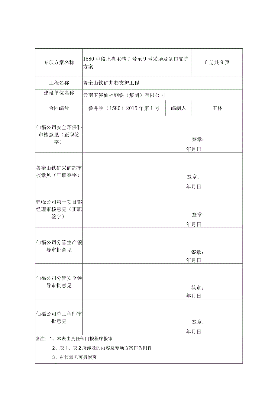 仙福钢铁集团公司鲁奎山铁矿支护方案.docx_第1页