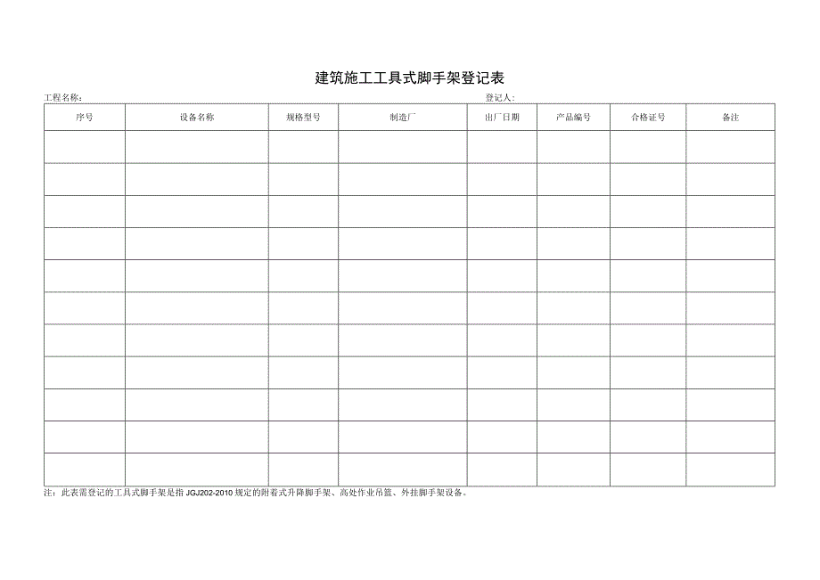 建筑施工工具式脚手架登记表.docx_第1页