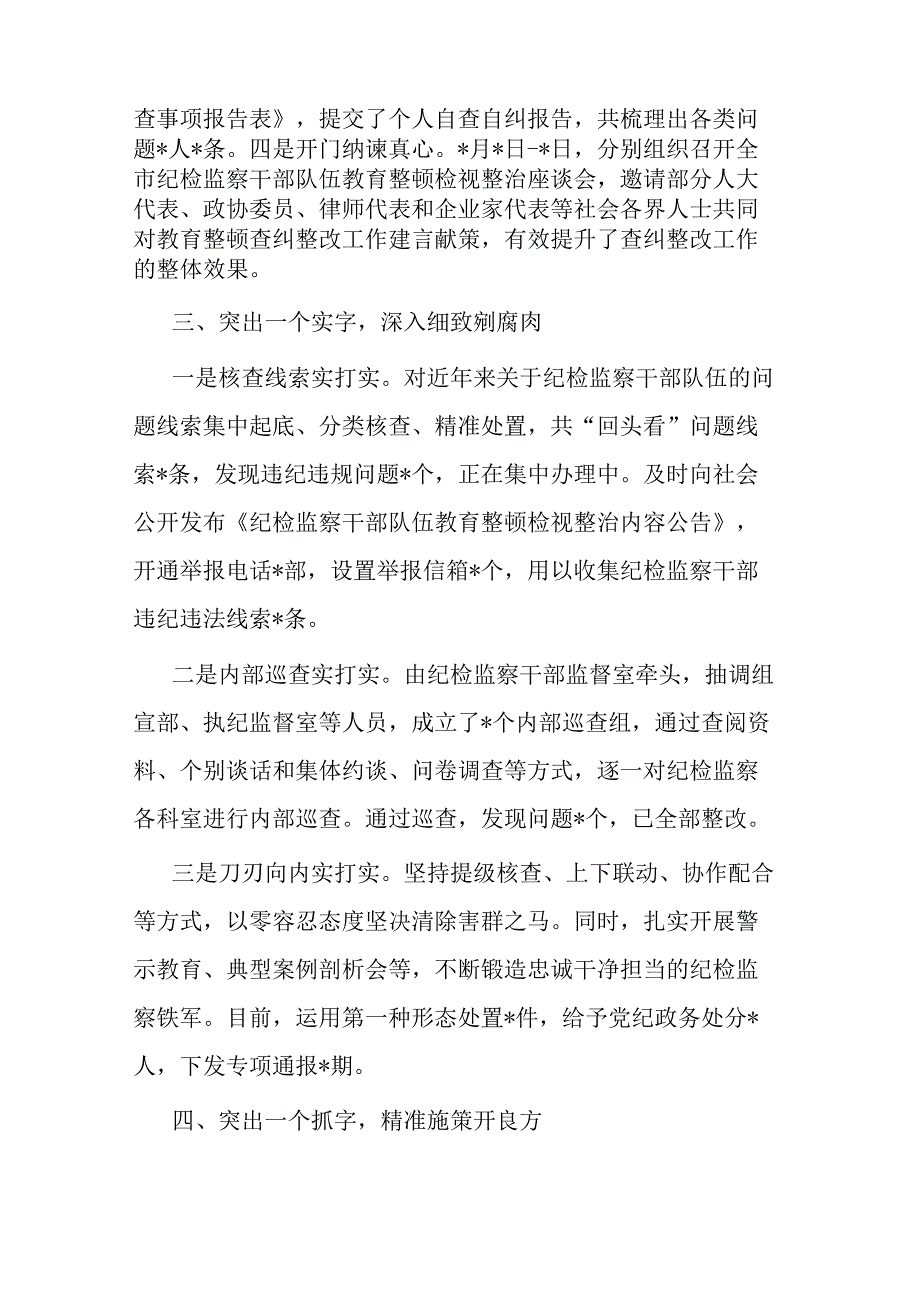 市纪委监委纪检监察干部队伍检视整改经验总结材料共二篇.docx_第3页