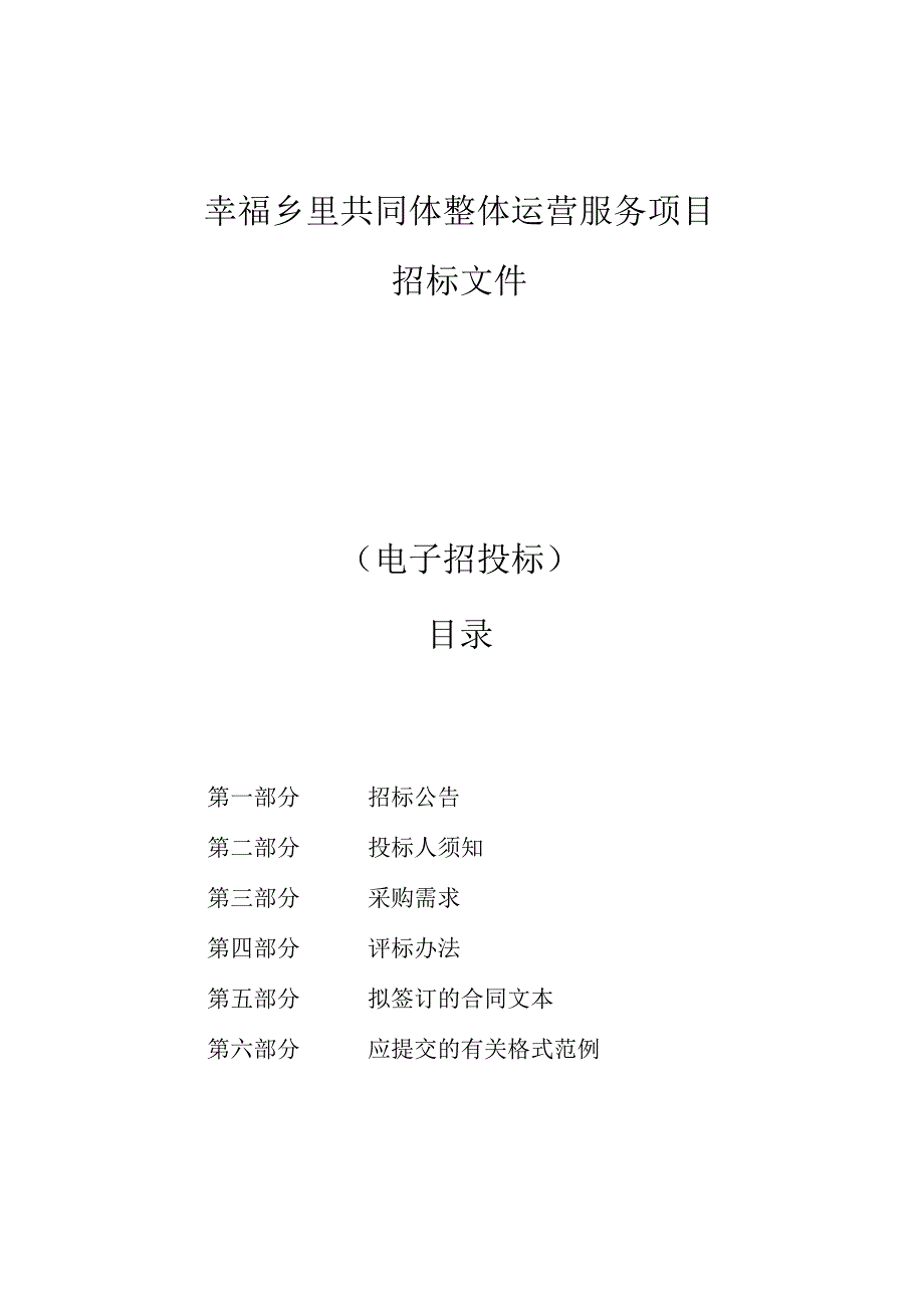 幸福乡里共同体整体运营服务项目招标文件.docx_第1页