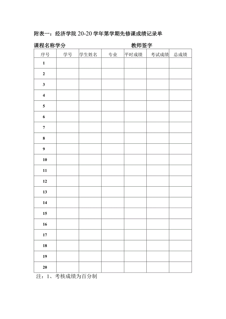 学期先修课成绩记录单模板.docx_第1页