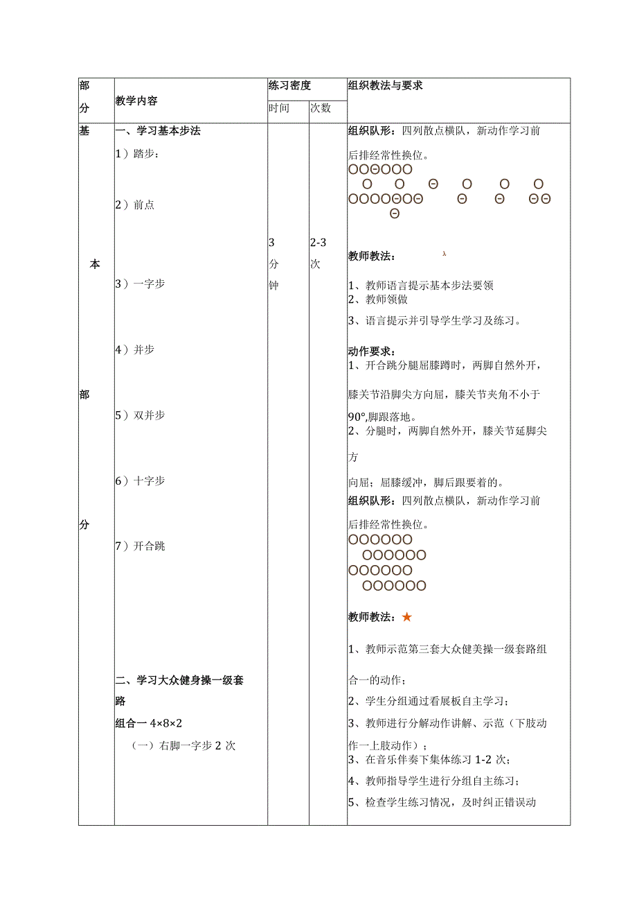 体育与健康《第三套大众健美操一级套路组合一》教学设计及教案.docx_第3页