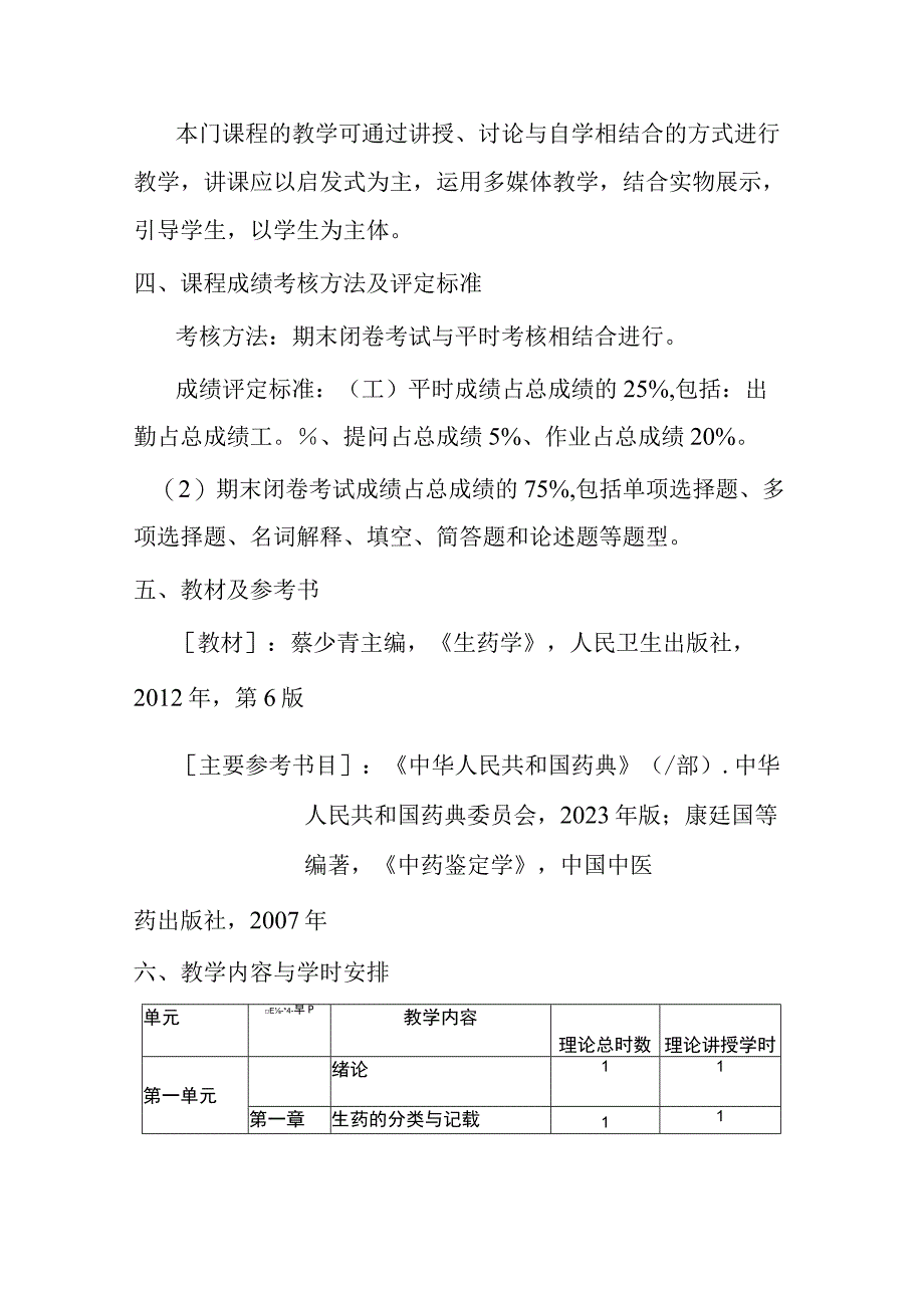 包医大生药学课程教学大纲.docx_第2页