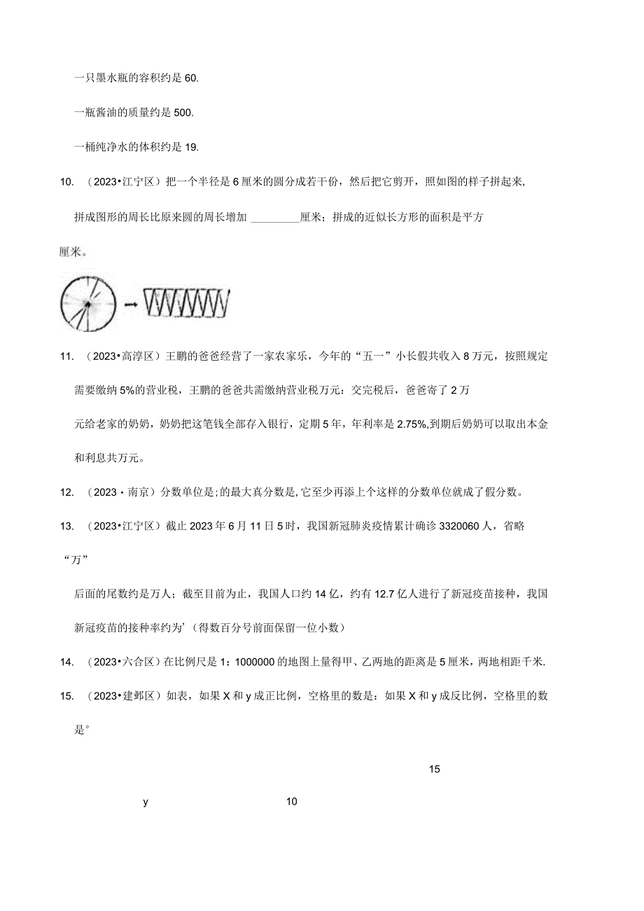 填空题真题汇编一近两年小升初高频考点专项培优卷江苏南京专版.docx_第2页