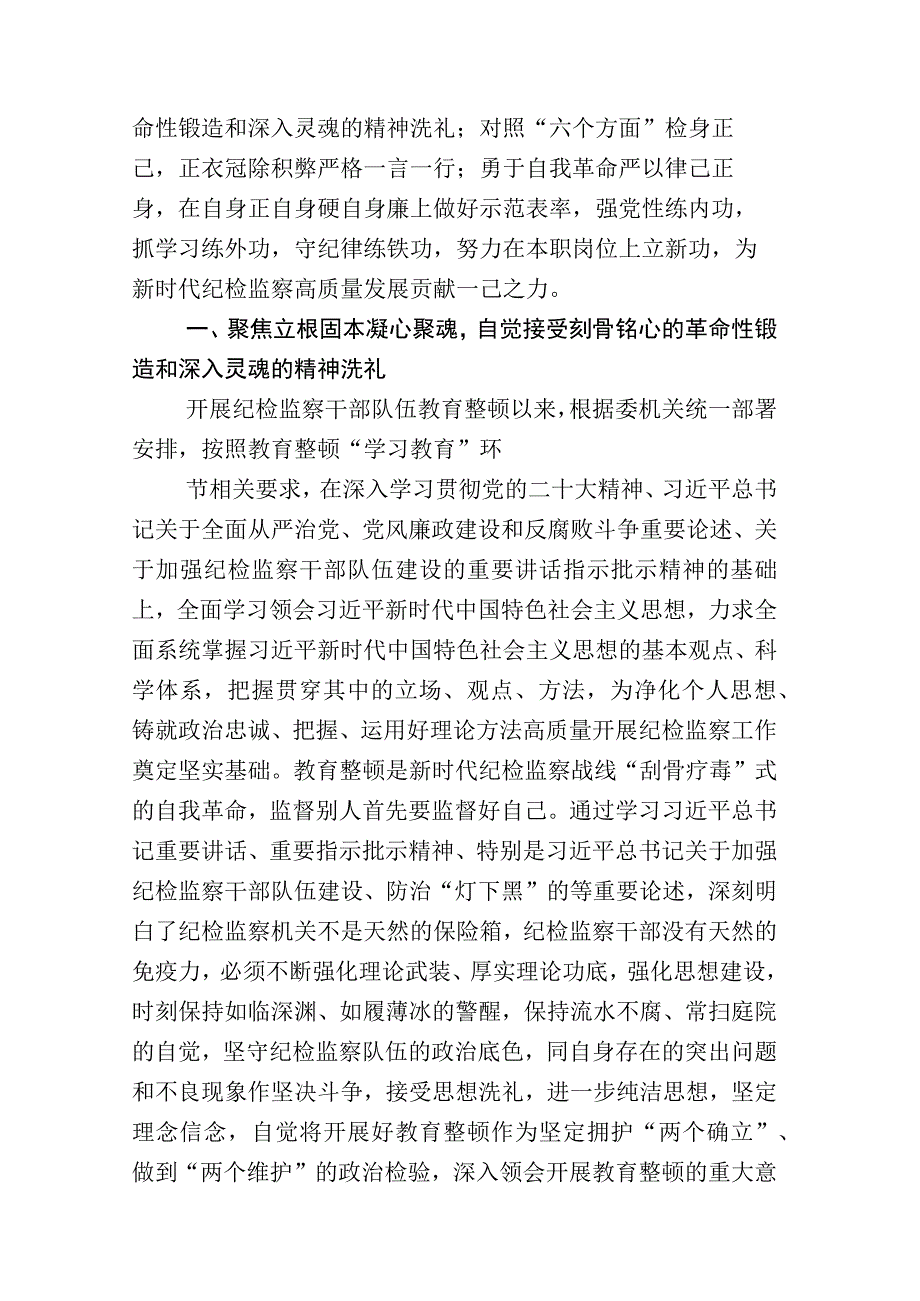 某纪委书记关于开展纪检监察干部队伍教育整顿研讨材料及其工作汇报合计十六份.docx_第2页