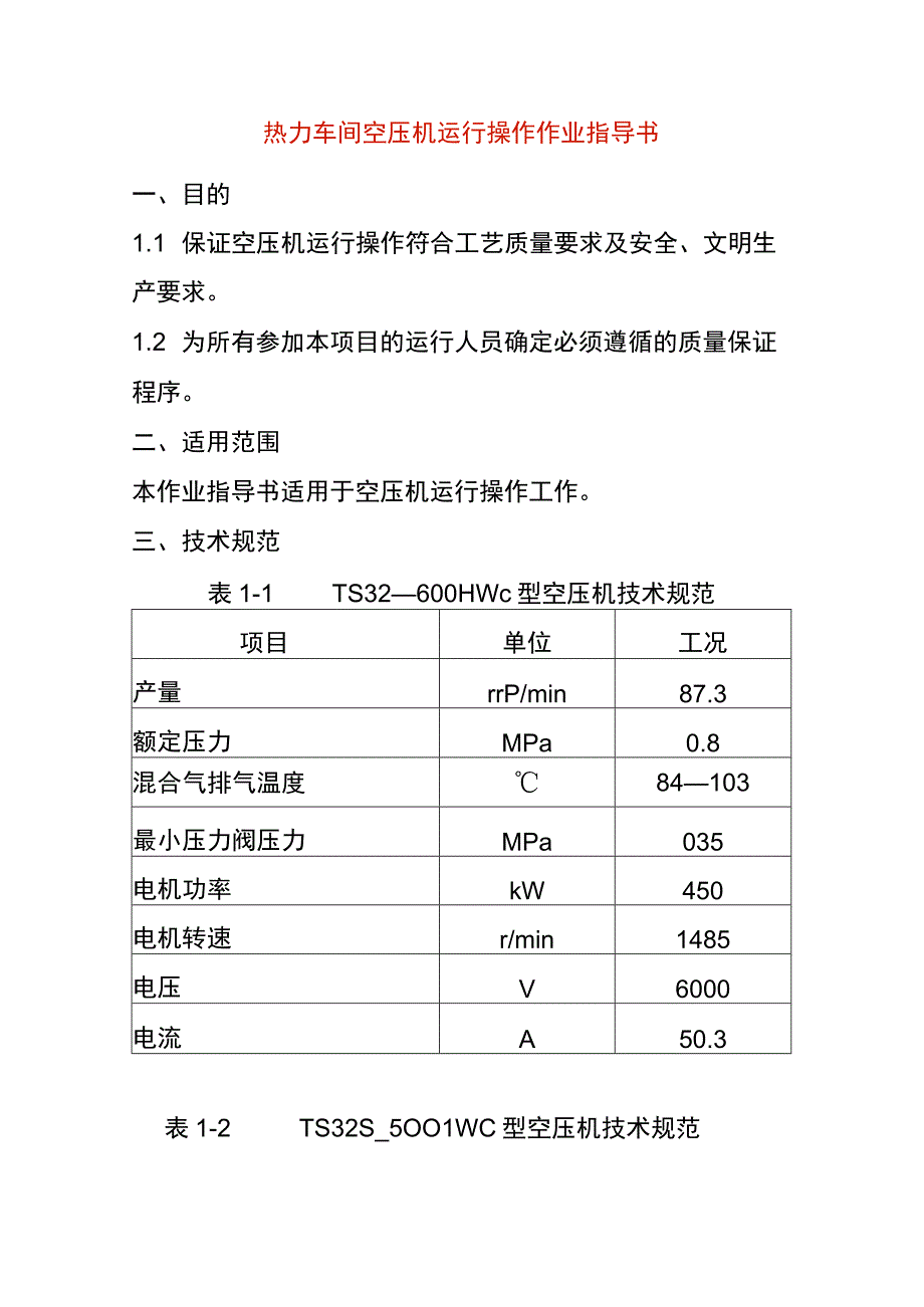 热力车间空压机运行操作作业指导书.docx_第1页