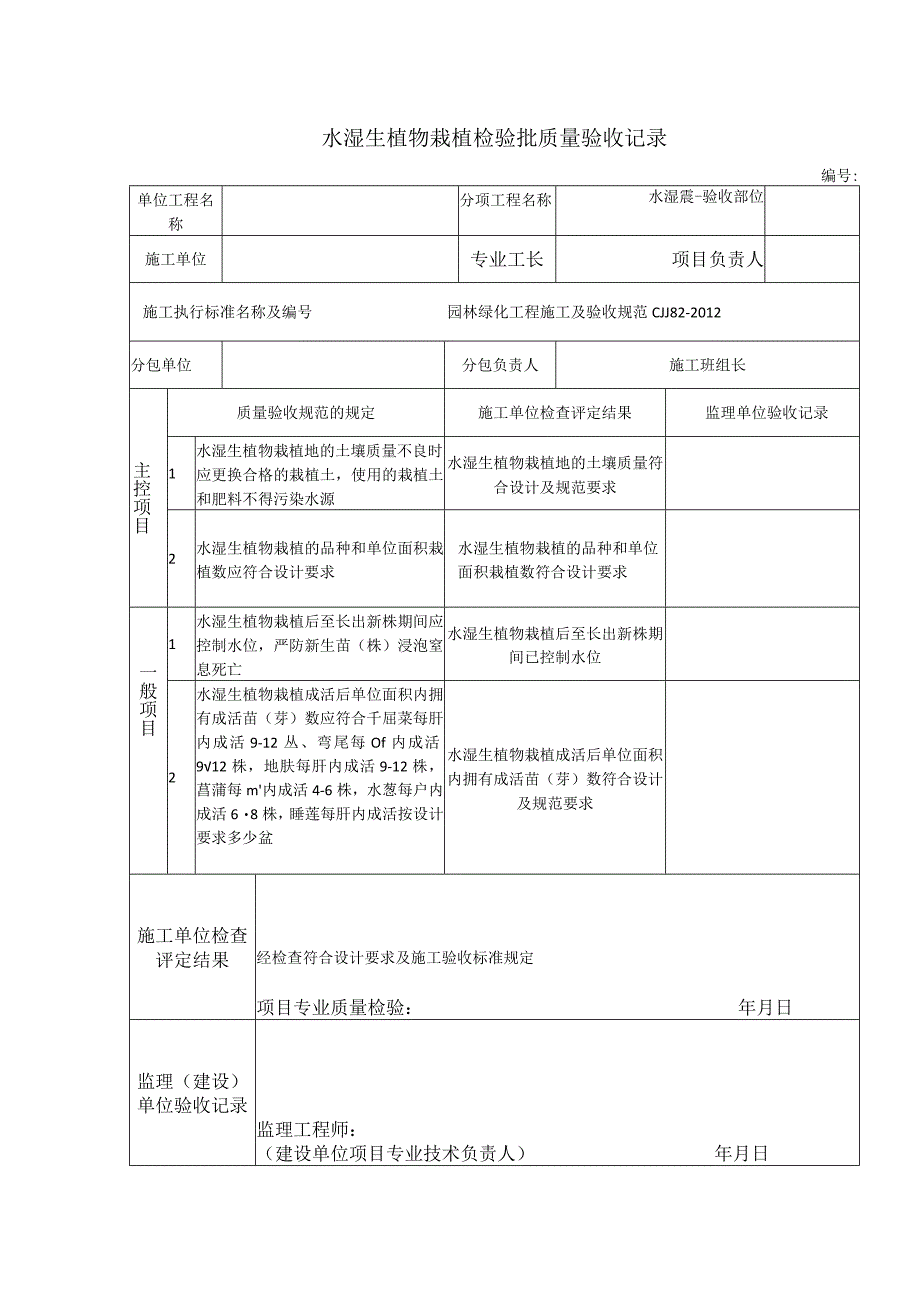 水湿生植物栽植检验批质量验收记录.docx_第1页