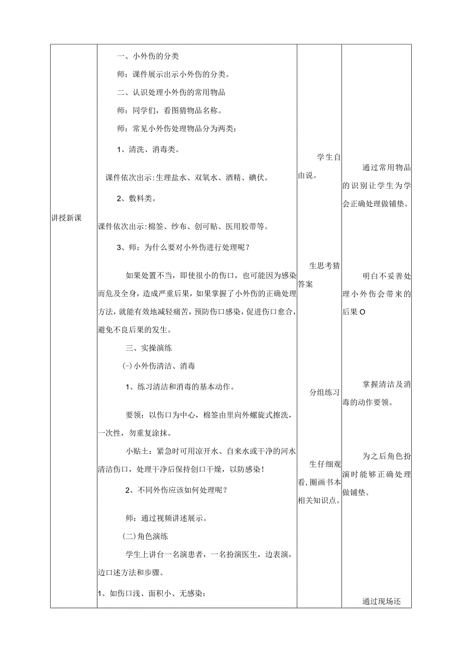 武汉版生命安全教育六年级 第31课《小外伤的处理》教案.docx_第2页