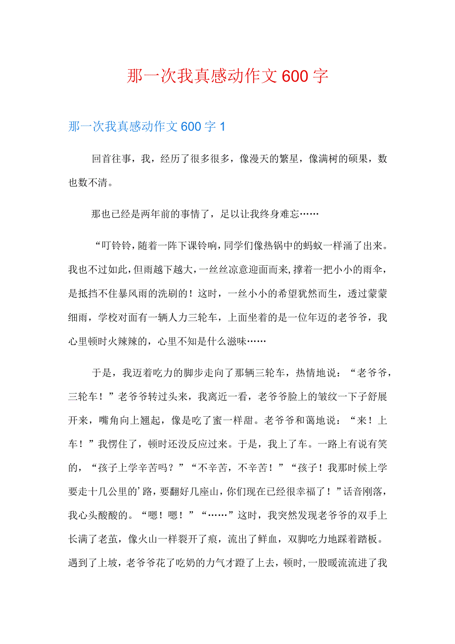 那一次我真感动作文600字.docx_第1页