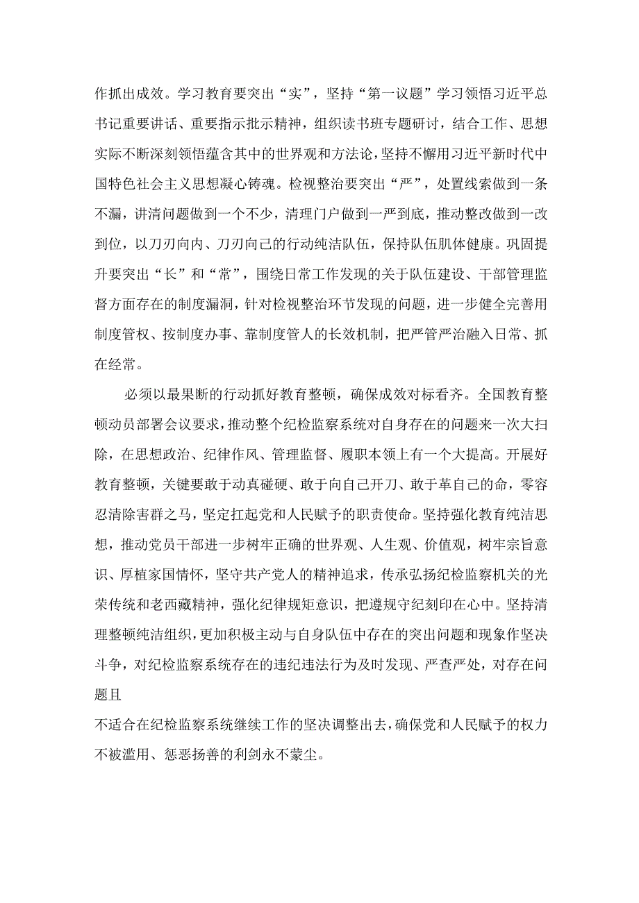 2023纪检教育整顿2023纪委书记纪检监察干部队伍教育整顿心得体会精选4篇供参考.docx_第2页