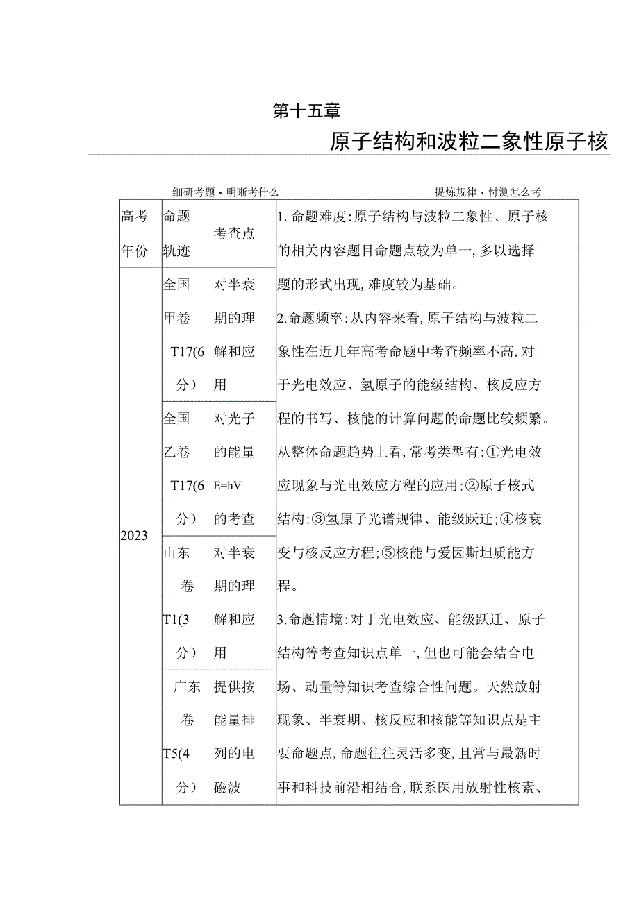 2024届一轮复习新人教版 第十五章第1讲 原子结构和波粒二象性 学案.docx_第1页