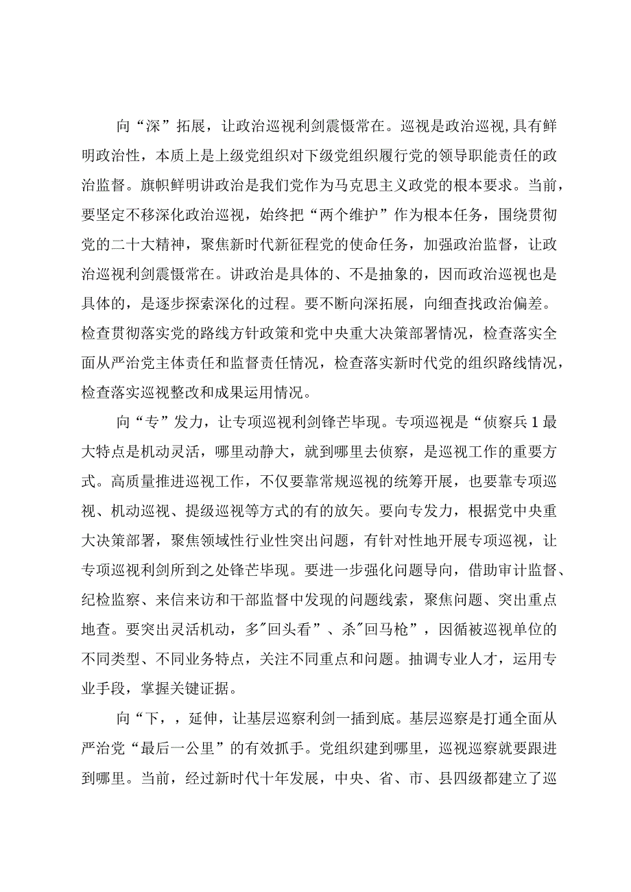 4篇学习《中央巡视工作规划20232027年》及二十届中央国家安全委员会第一次会议精神心得体会范文.docx_第2页