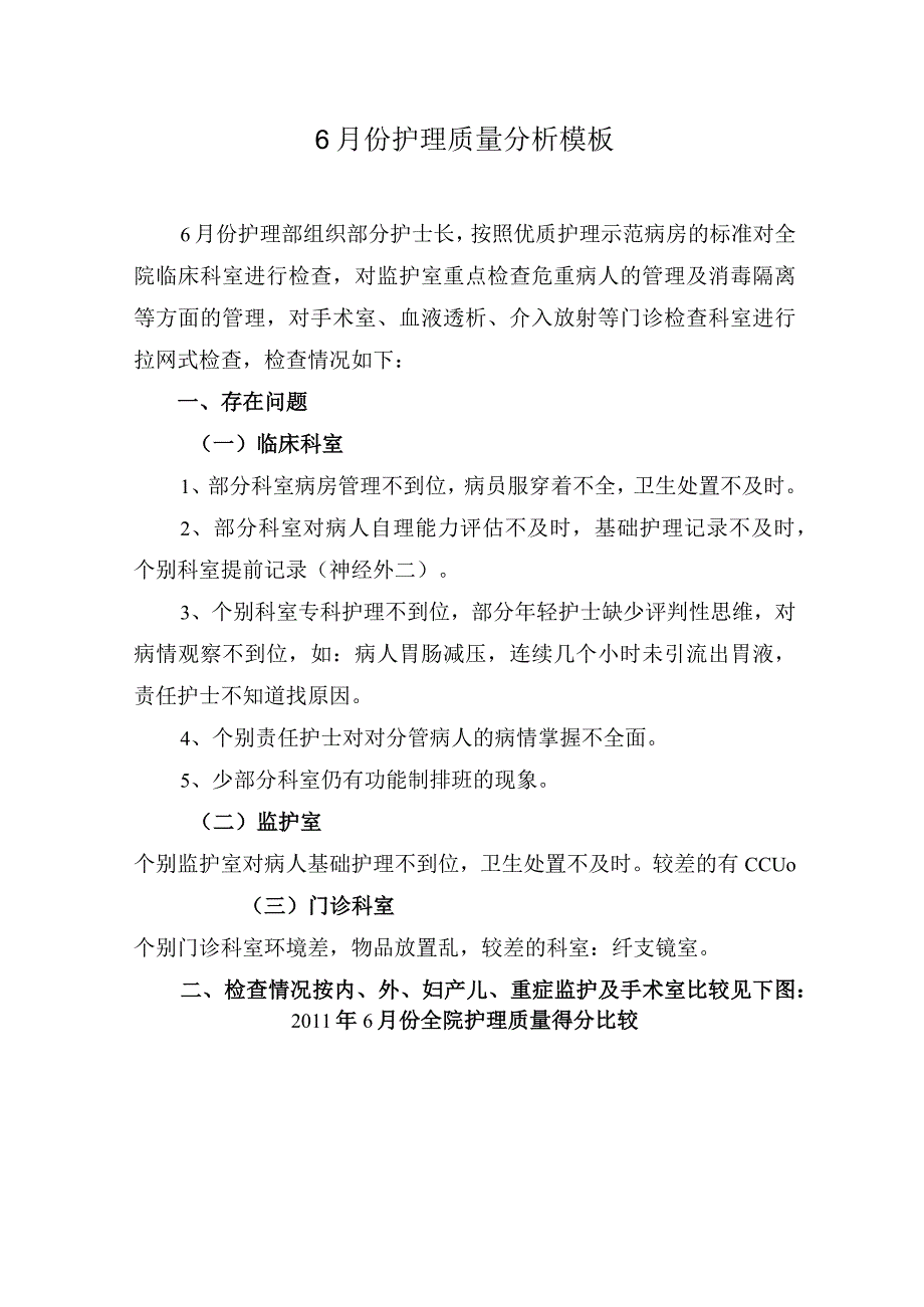 6月份护理质量分析模板.docx_第1页