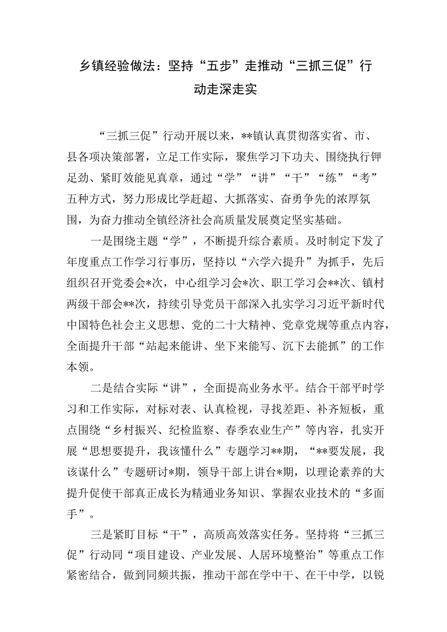 2023下半年乡镇三抓三促活动经验交流材料5篇.docx_第2页