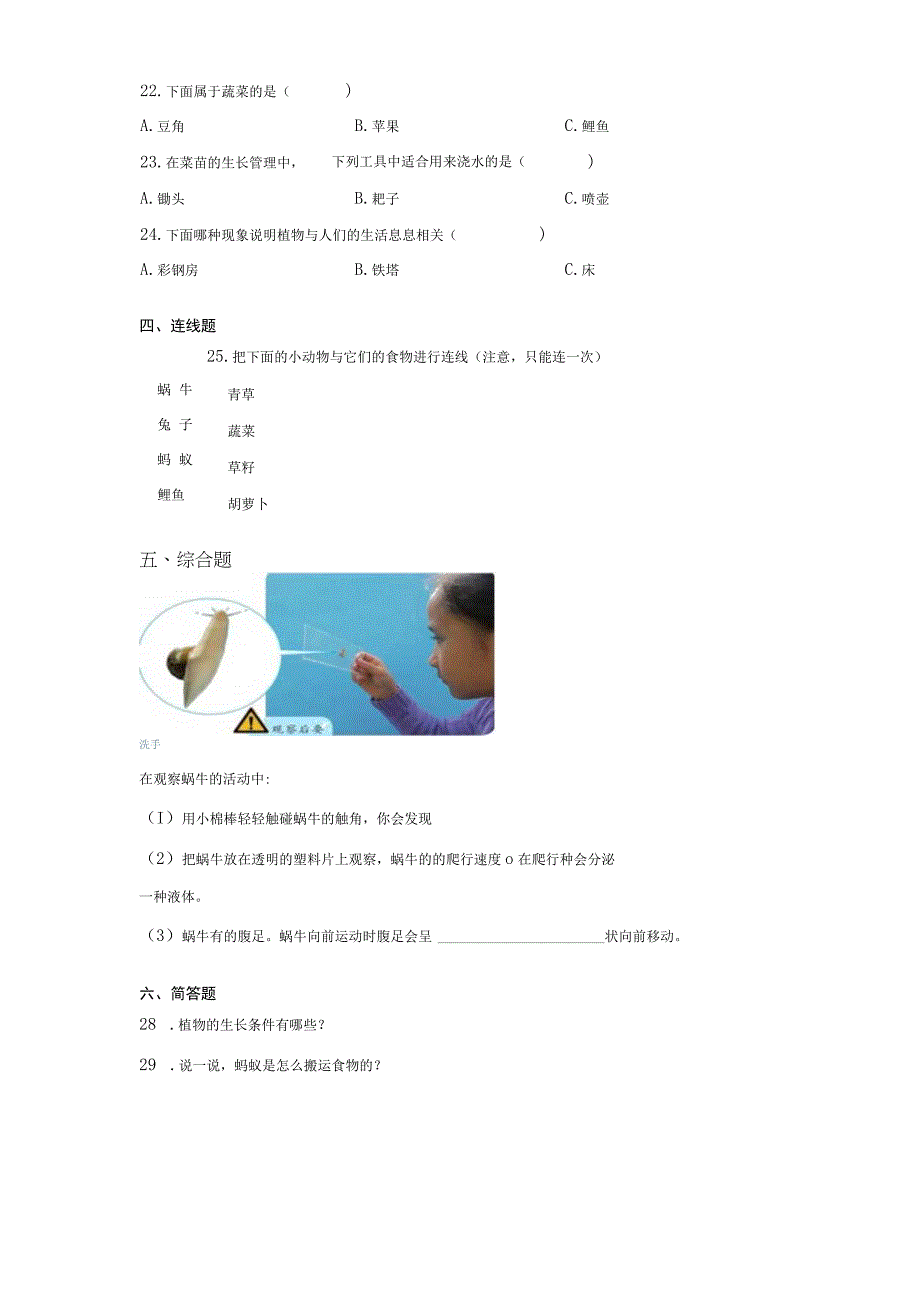 20232023学年粤教版二年级下册期中测试科学试卷.docx_第2页