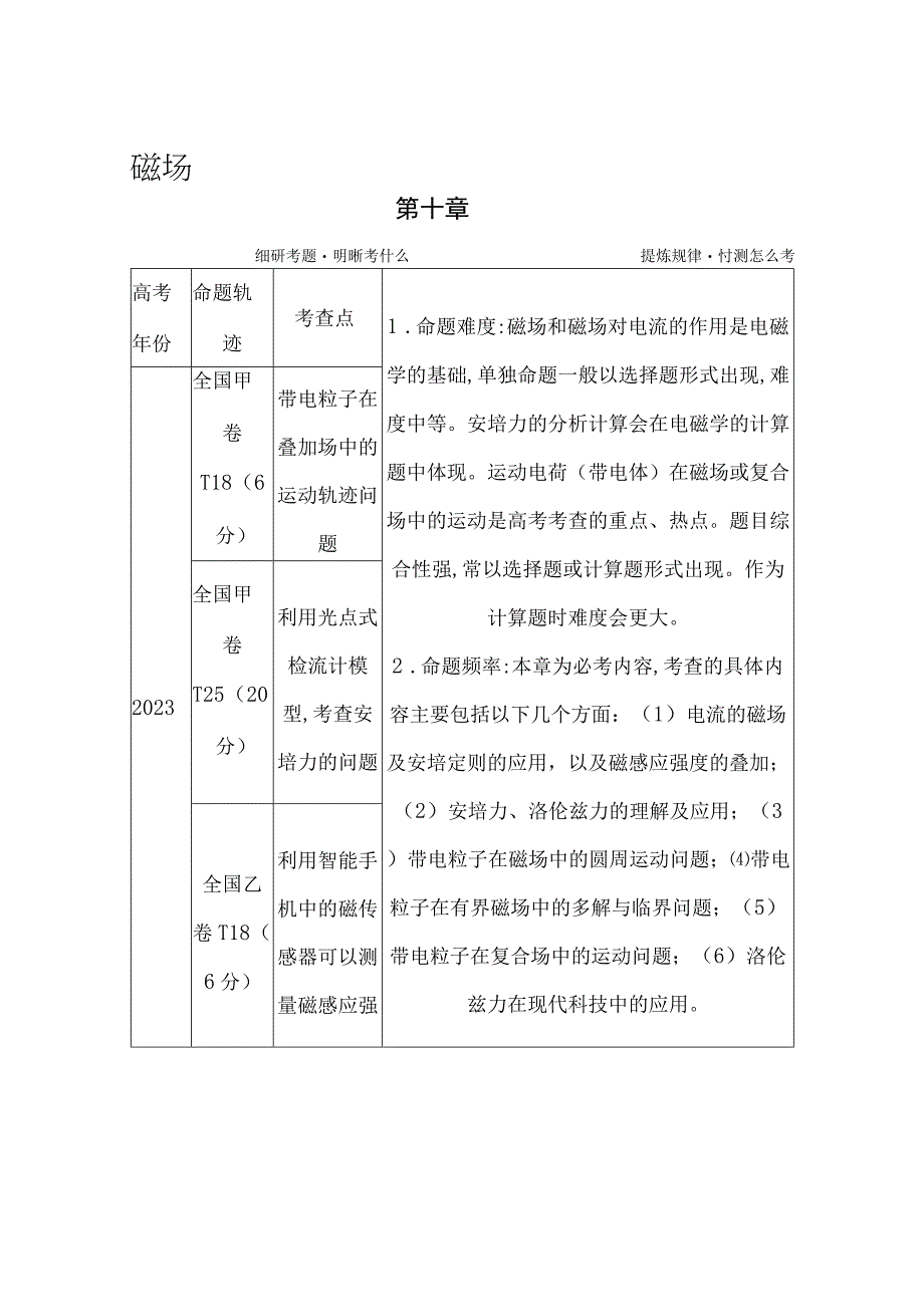 2024届一轮复习新人教版 第十章第1讲 磁场 磁场对电流的作用 学案.docx_第1页