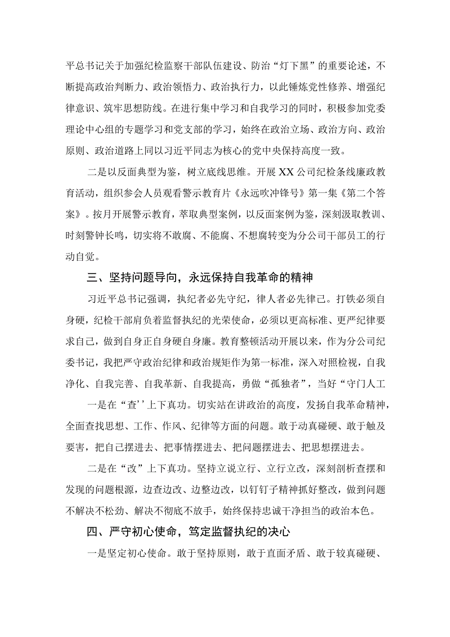 2023纪检教育整顿2023年纪检监察干部队伍教育整顿心得体会四篇汇编供参考.docx_第2页