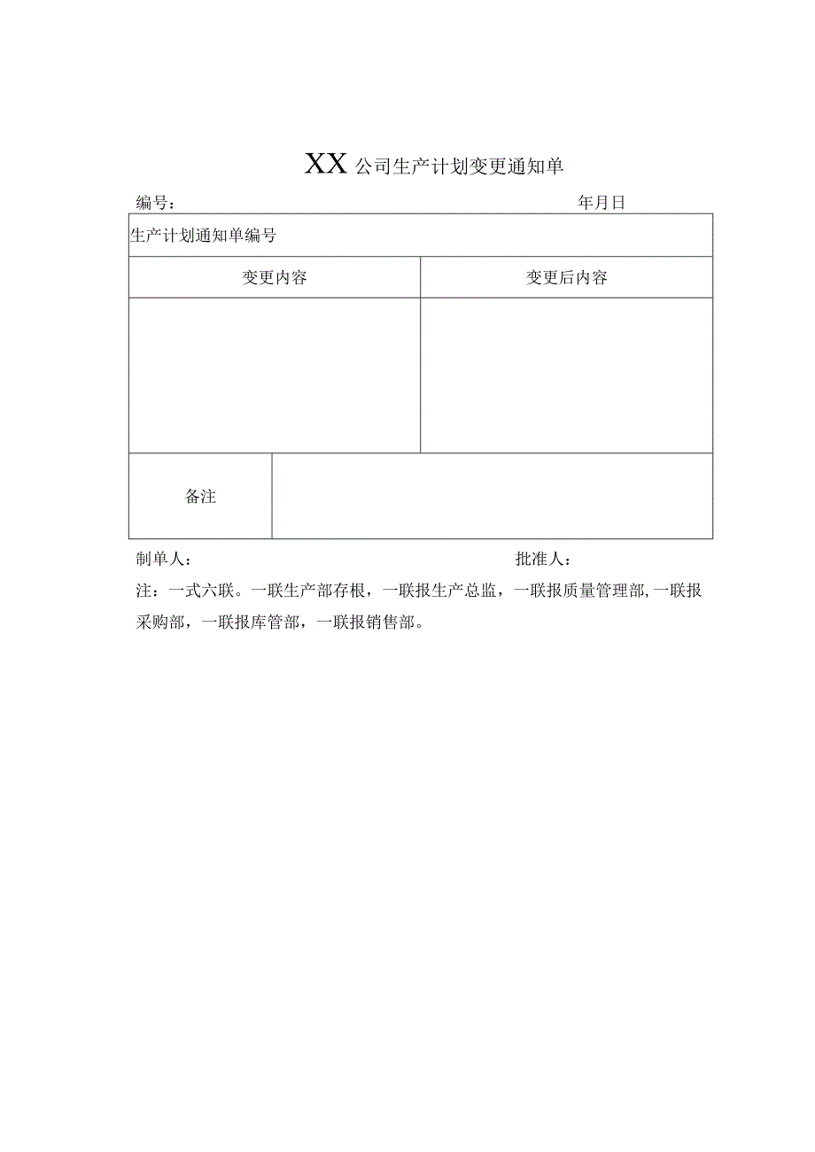 XX公司生产计划变更通知单.docx_第1页