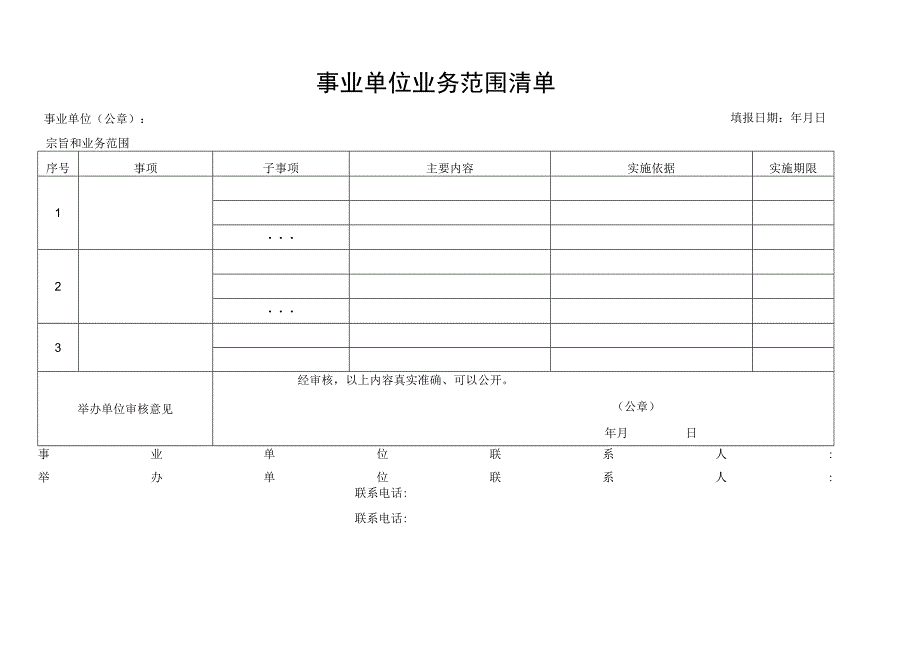 事业单位业务范围清单表.docx_第1页