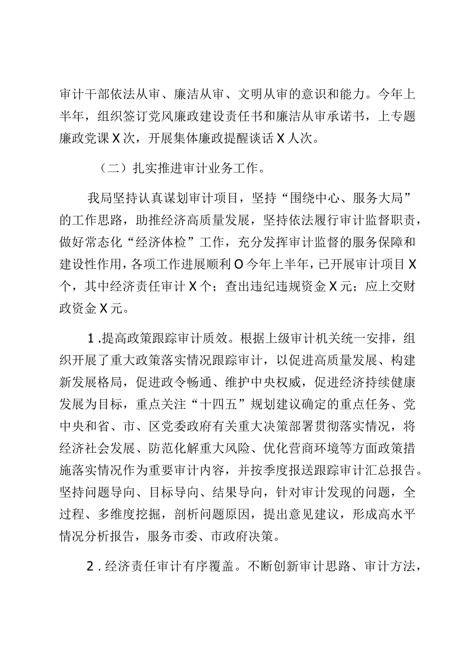 2023年上半年工作总结及下半年工作计划审计局2篇.docx_第3页