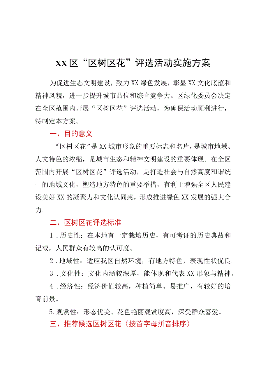 XX区区树区花评选活动实施方案.docx_第1页