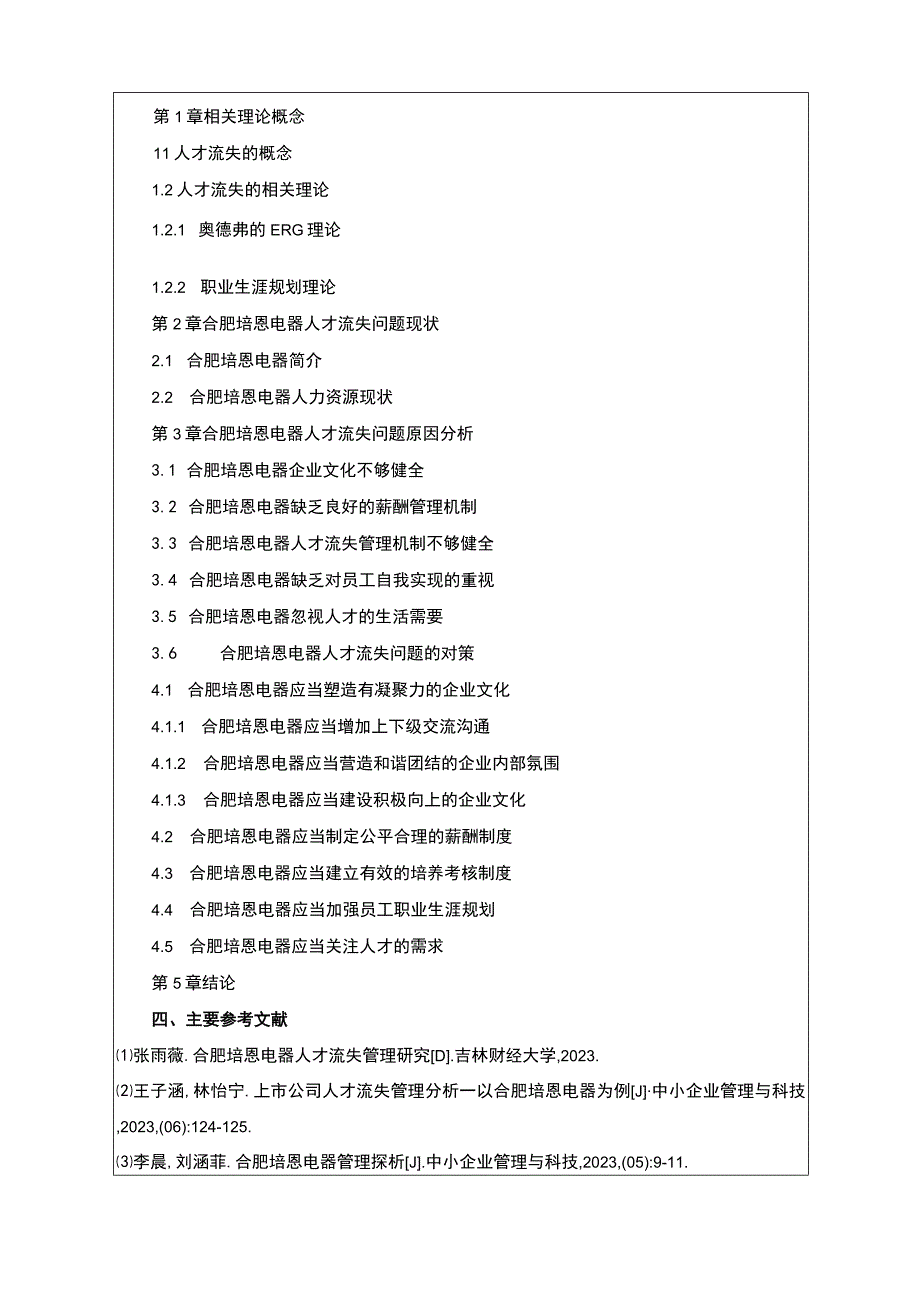 2023《合肥培恩电器人才流失现状原因及应对策略》开题报告文献综述.docx_第3页