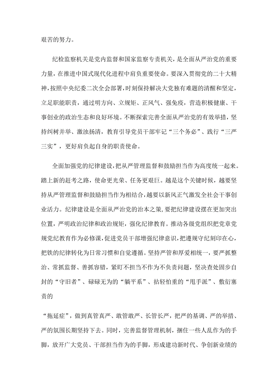 学习贯彻中央纪委二次全会上重要讲话严管厚爱结合心得发言.docx_第2页