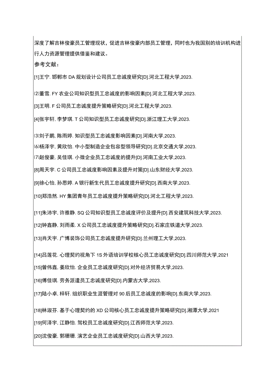 吉林俊豪教育集团新代员工忠诚度问题分析开题报告.docx_第2页