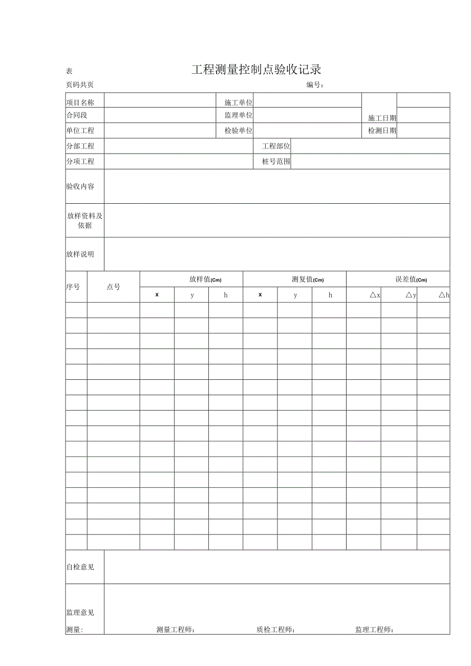 工程测量控制点验收记录.docx_第1页