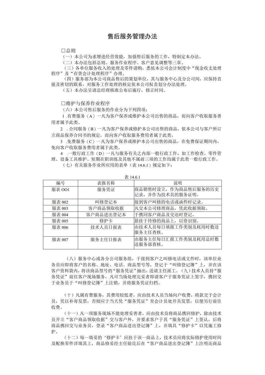 售后服务管理售后服务管理办法.docx_第1页