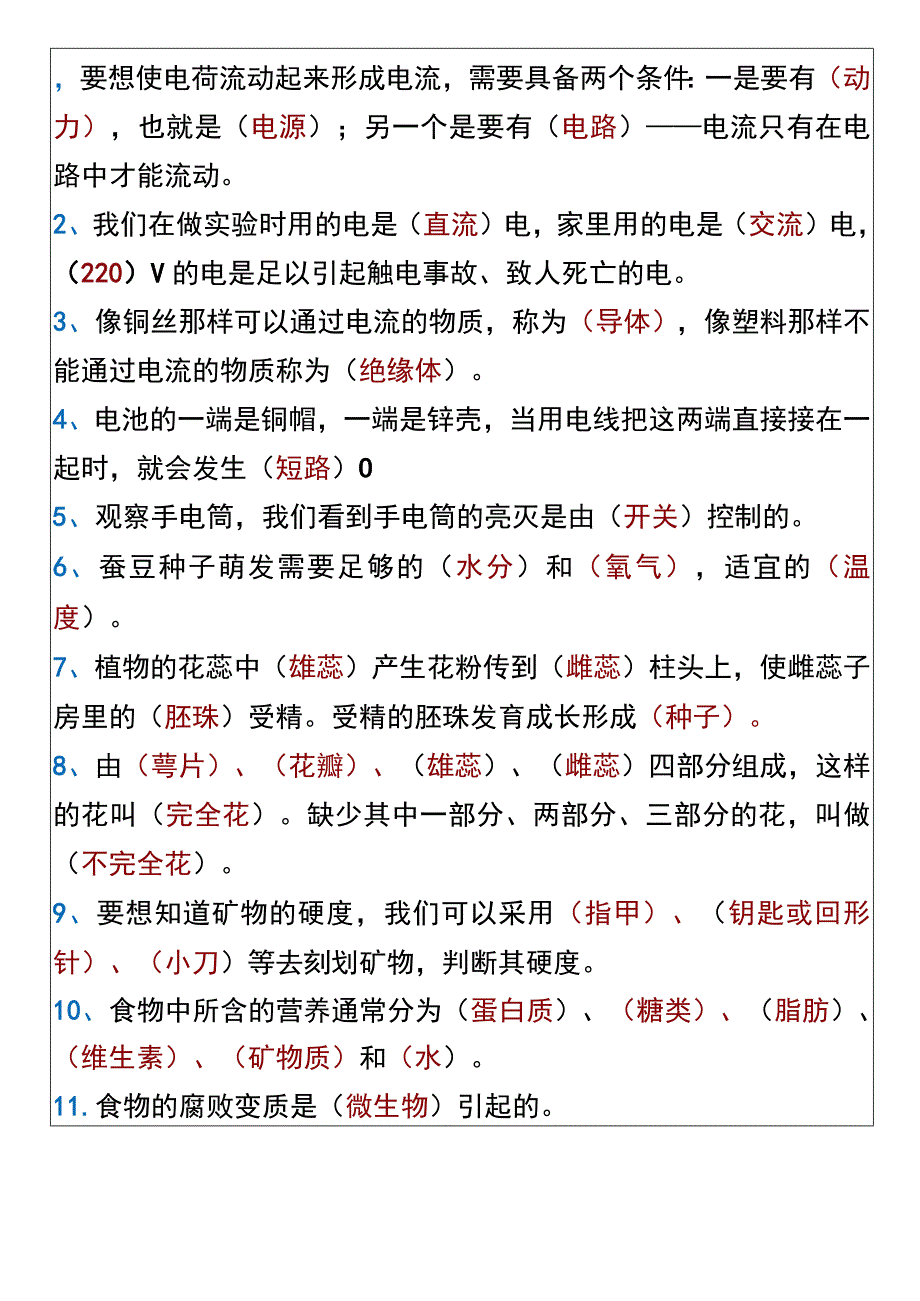 四年级下册科学 期末复习填空题专项.docx_第1页