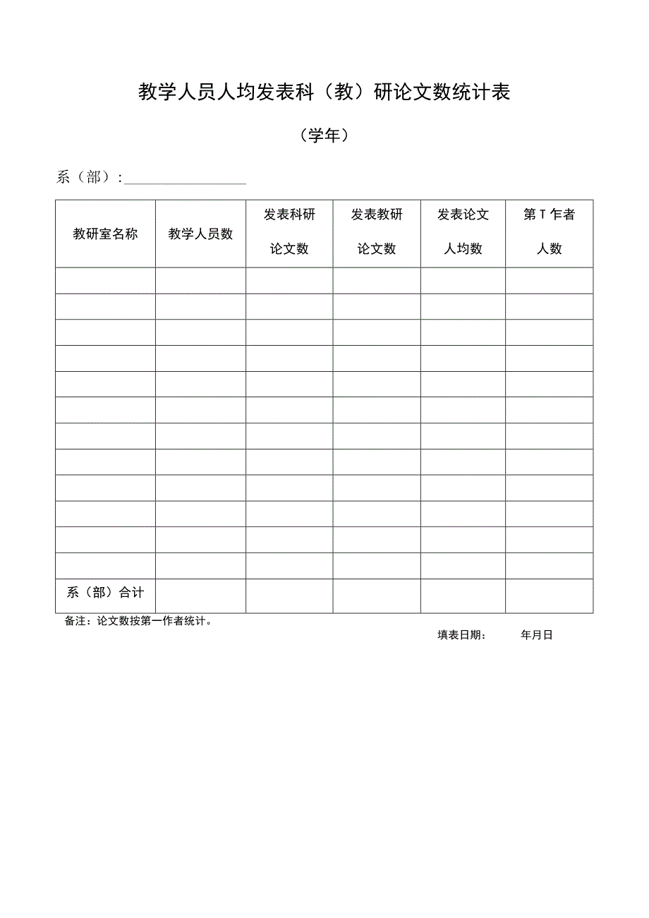 教学人员人均发表科教研论文数统计表.docx_第1页