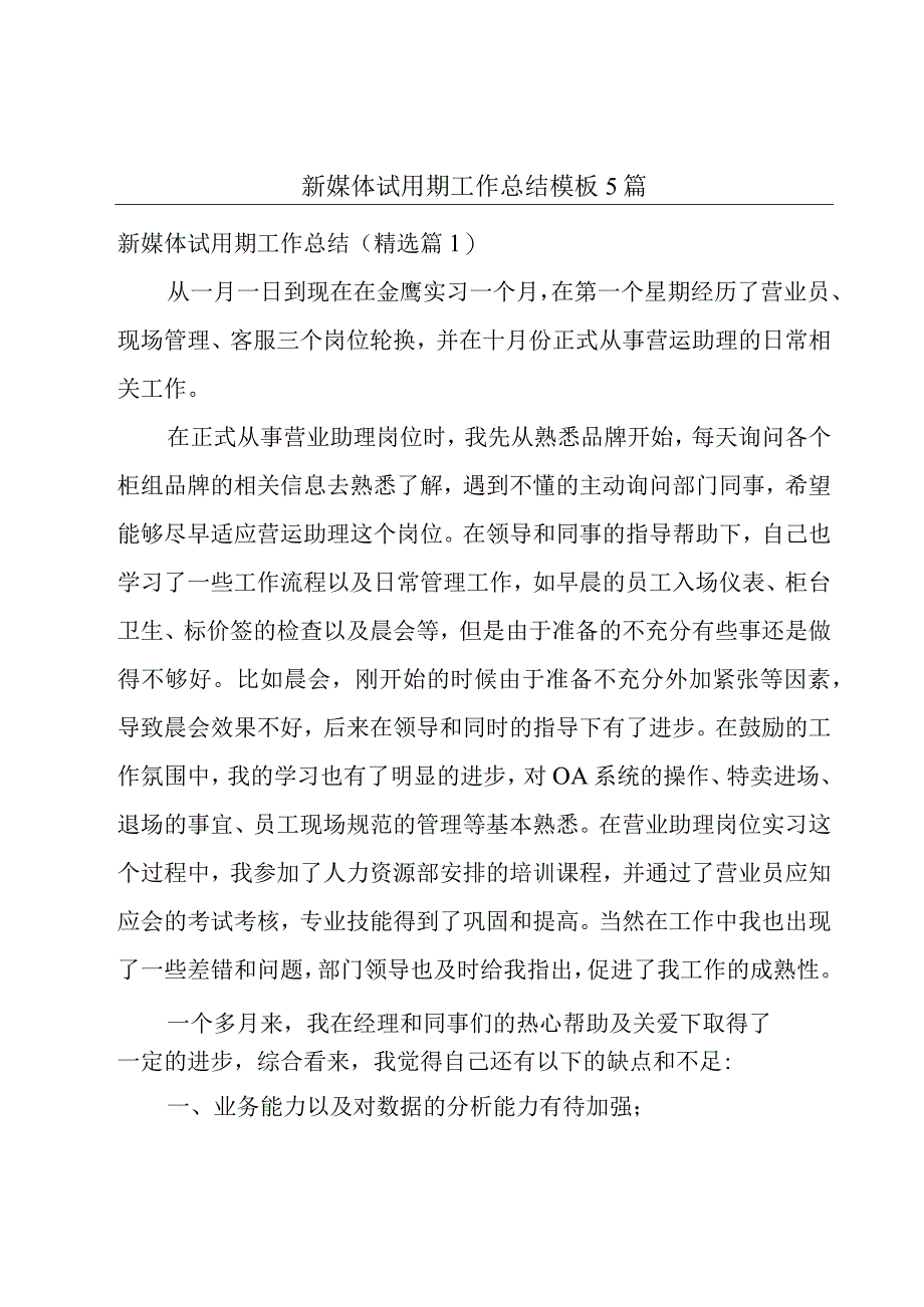 新媒体试用期工作总结模板5篇.docx_第1页