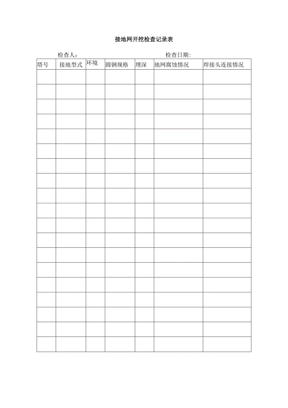 接地网开挖检查记录表.docx_第1页