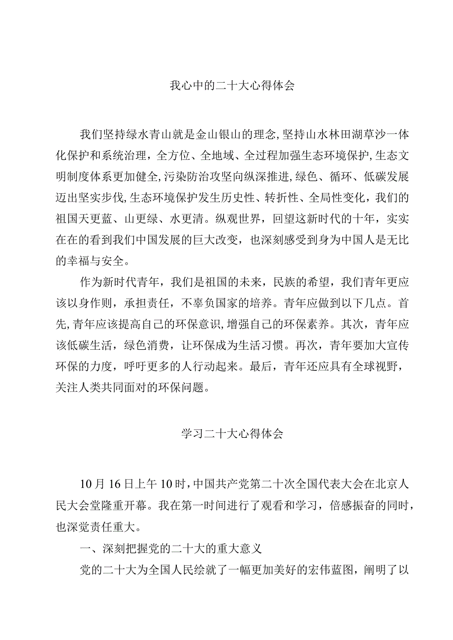 我心中的二十大心得体会精选范文4篇_001.docx_第1页