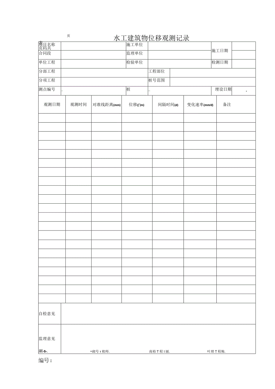 水工建筑物位移观测记录.docx_第1页