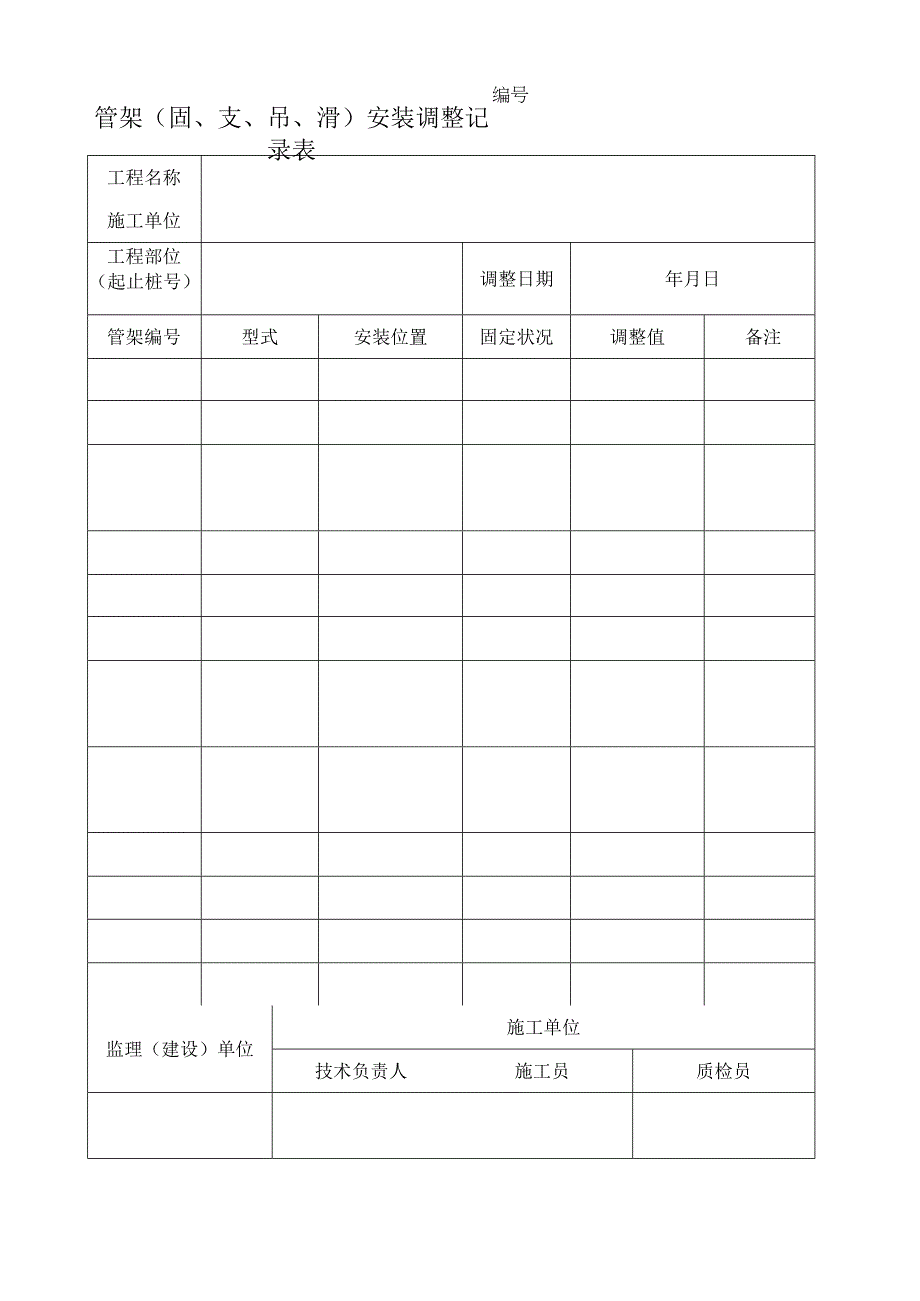 管架固支吊滑安装调整记录表.docx_第1页