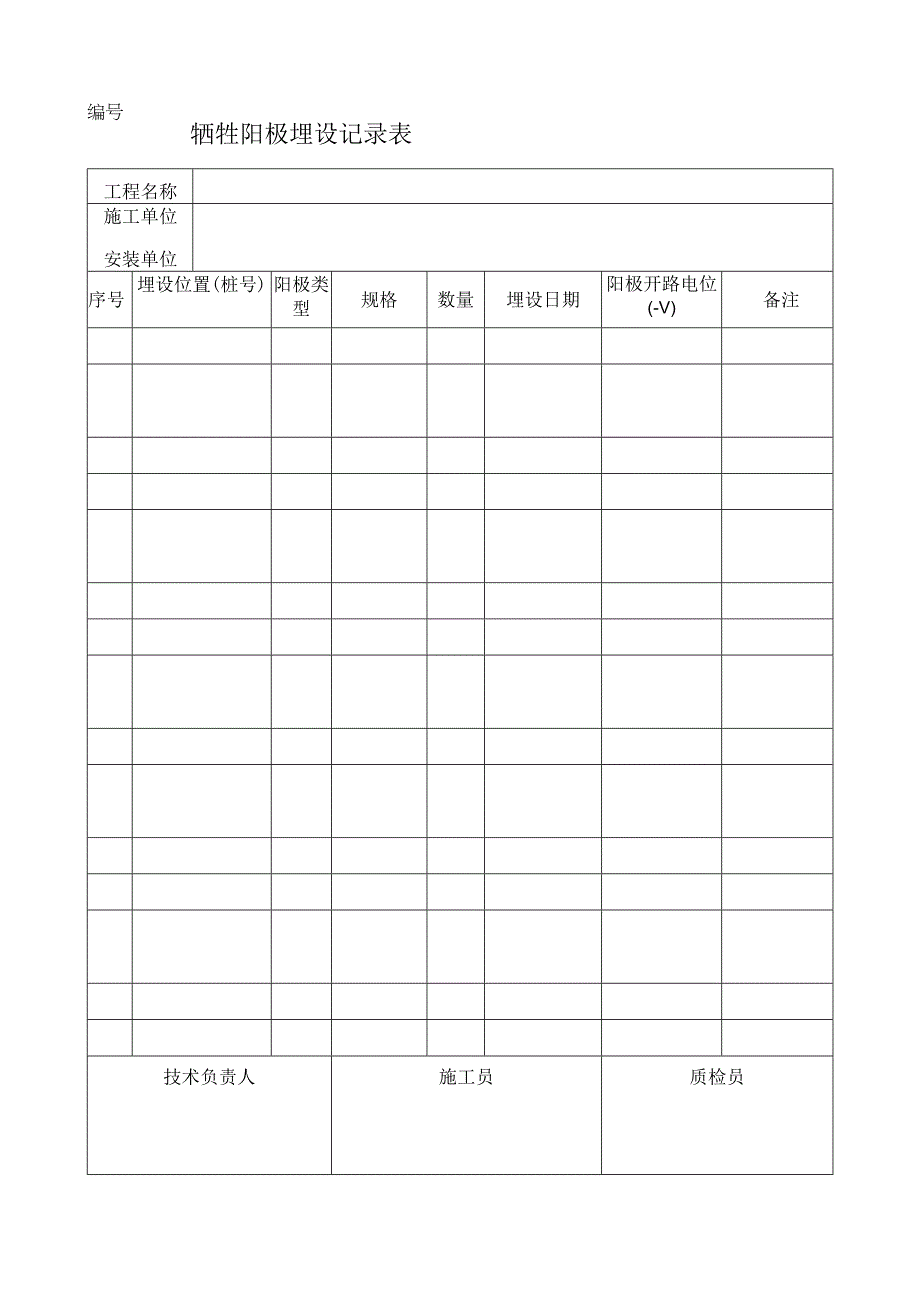 牺牲阳极埋设记录表.docx_第1页