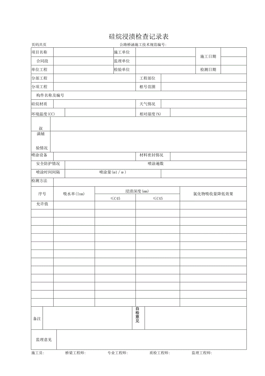 硅烷浸渍检查记录表.docx_第1页