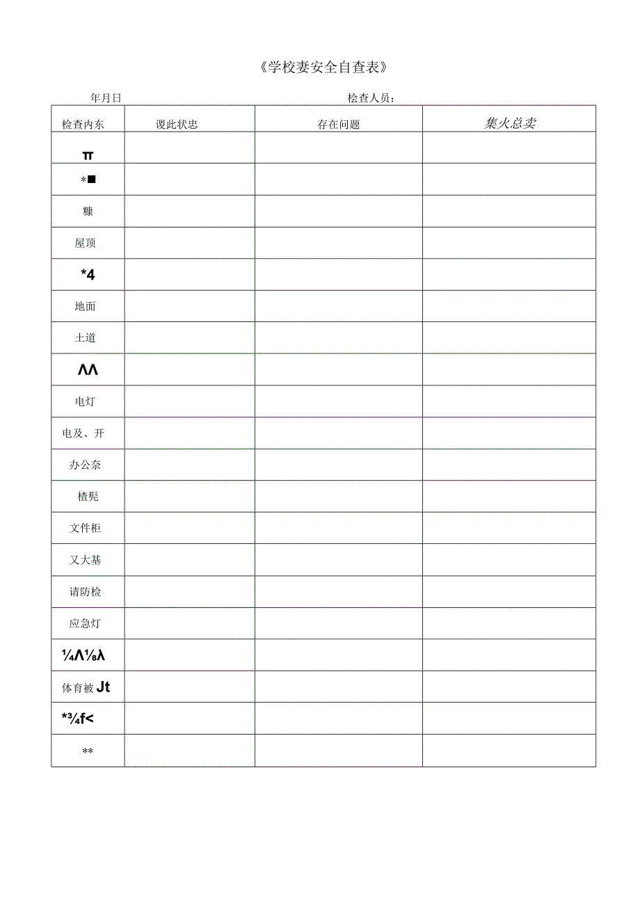 班级安全自查表.docx_第1页