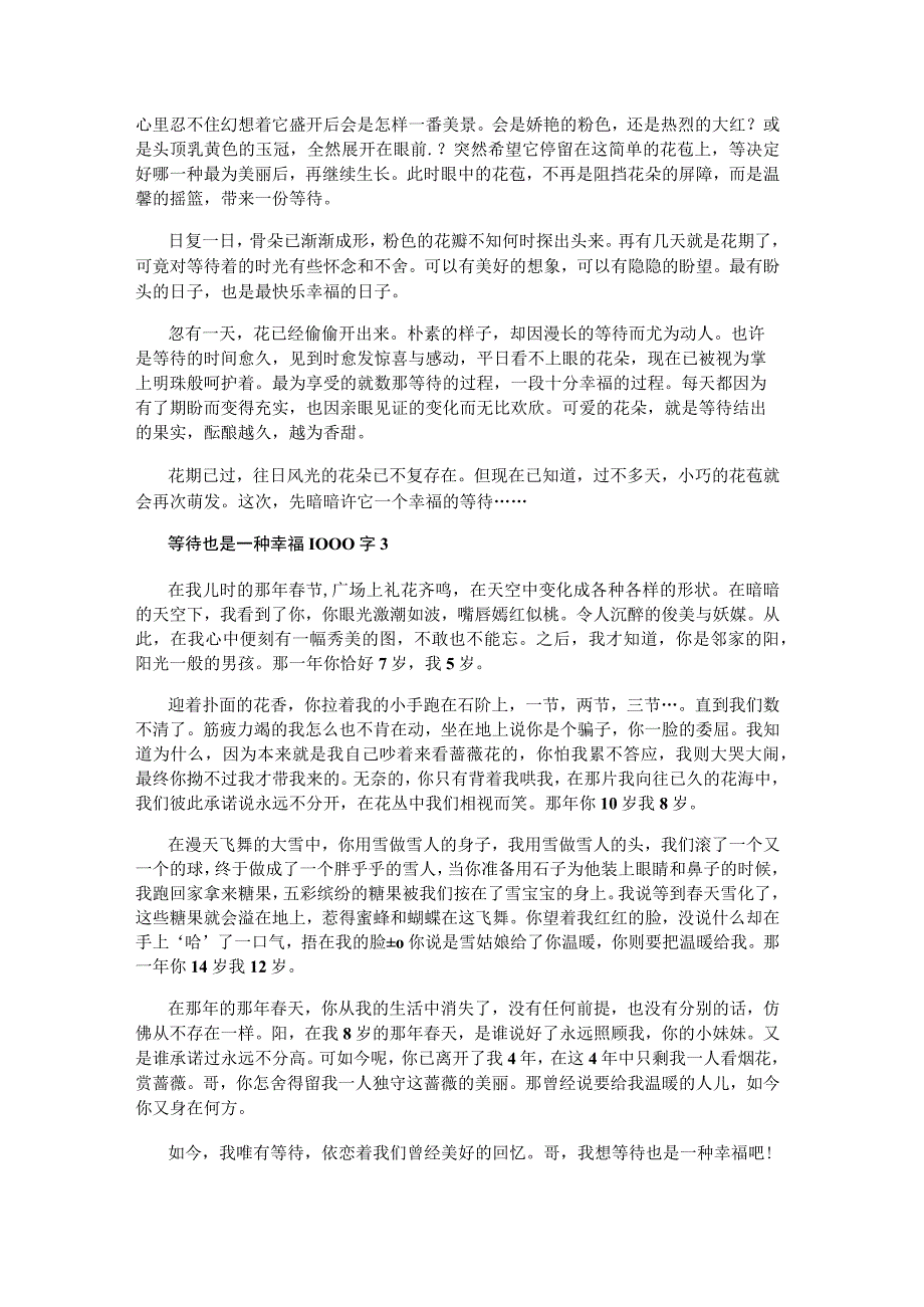 等待也是一种幸福1000字话题作文5篇.docx_第2页