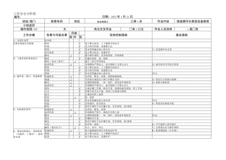 综合检修工作安全分析JSA.docx_第1页