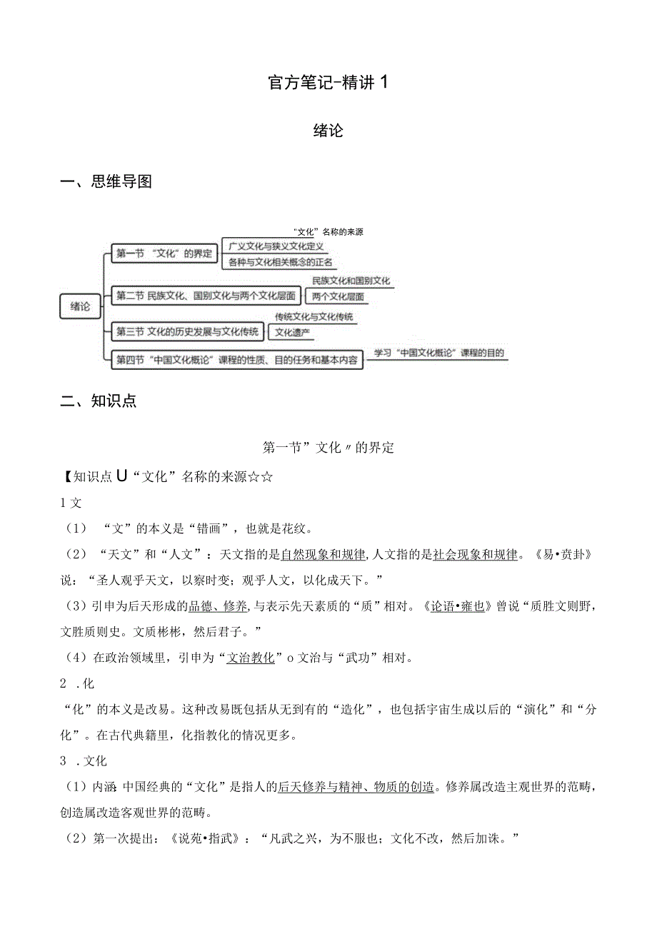 自考汉语言文学 中国文化概论精讲1官方笔记.docx_第1页