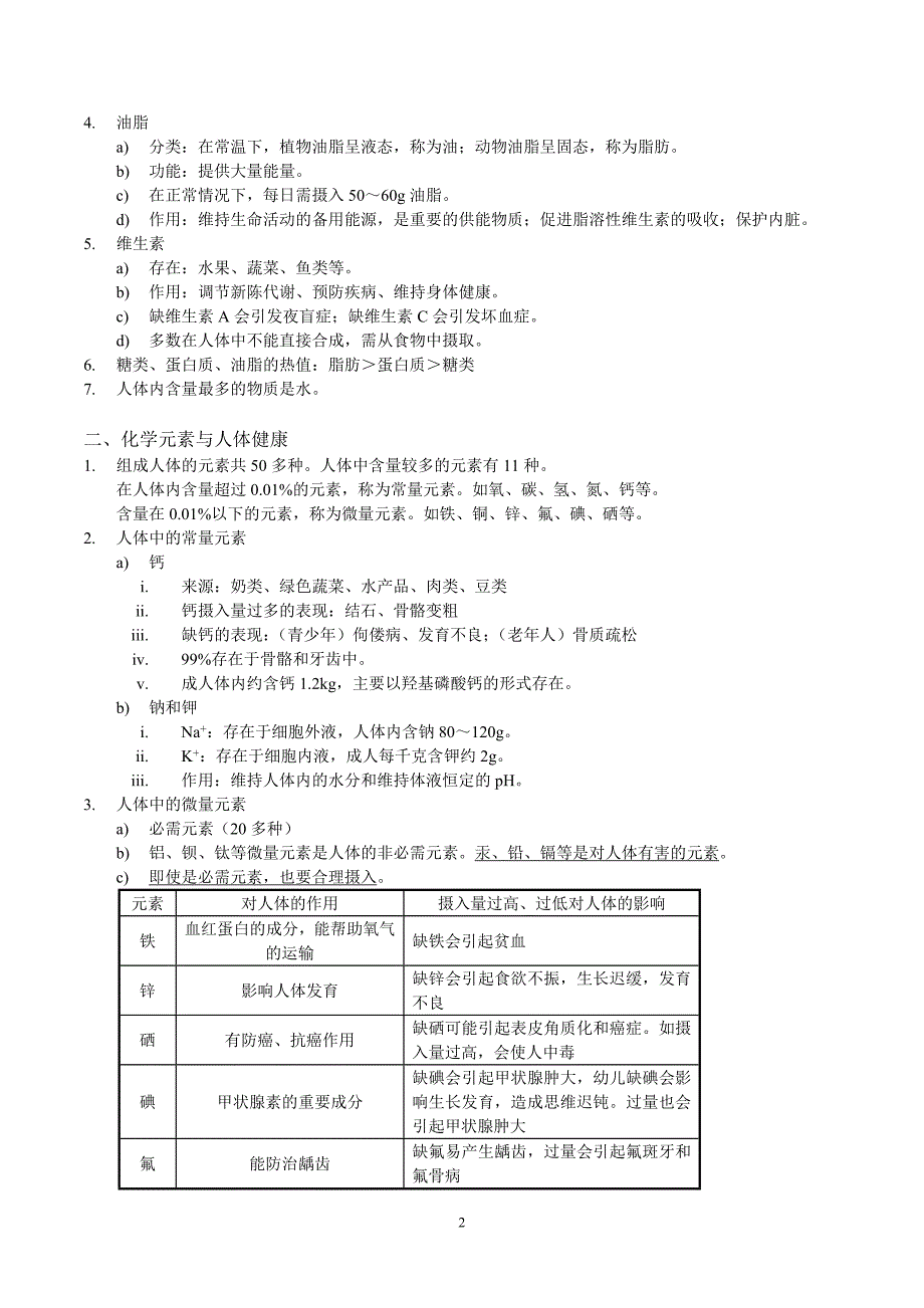 2024年中考化学专题复习——专题22化学与人体建康（全国通用）（原卷版）.doc_第2页