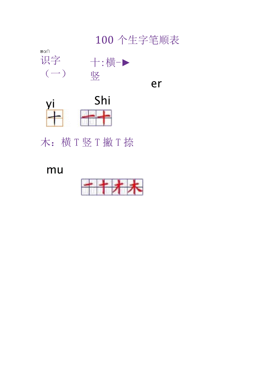 100个生字笔顺表.docx_第1页