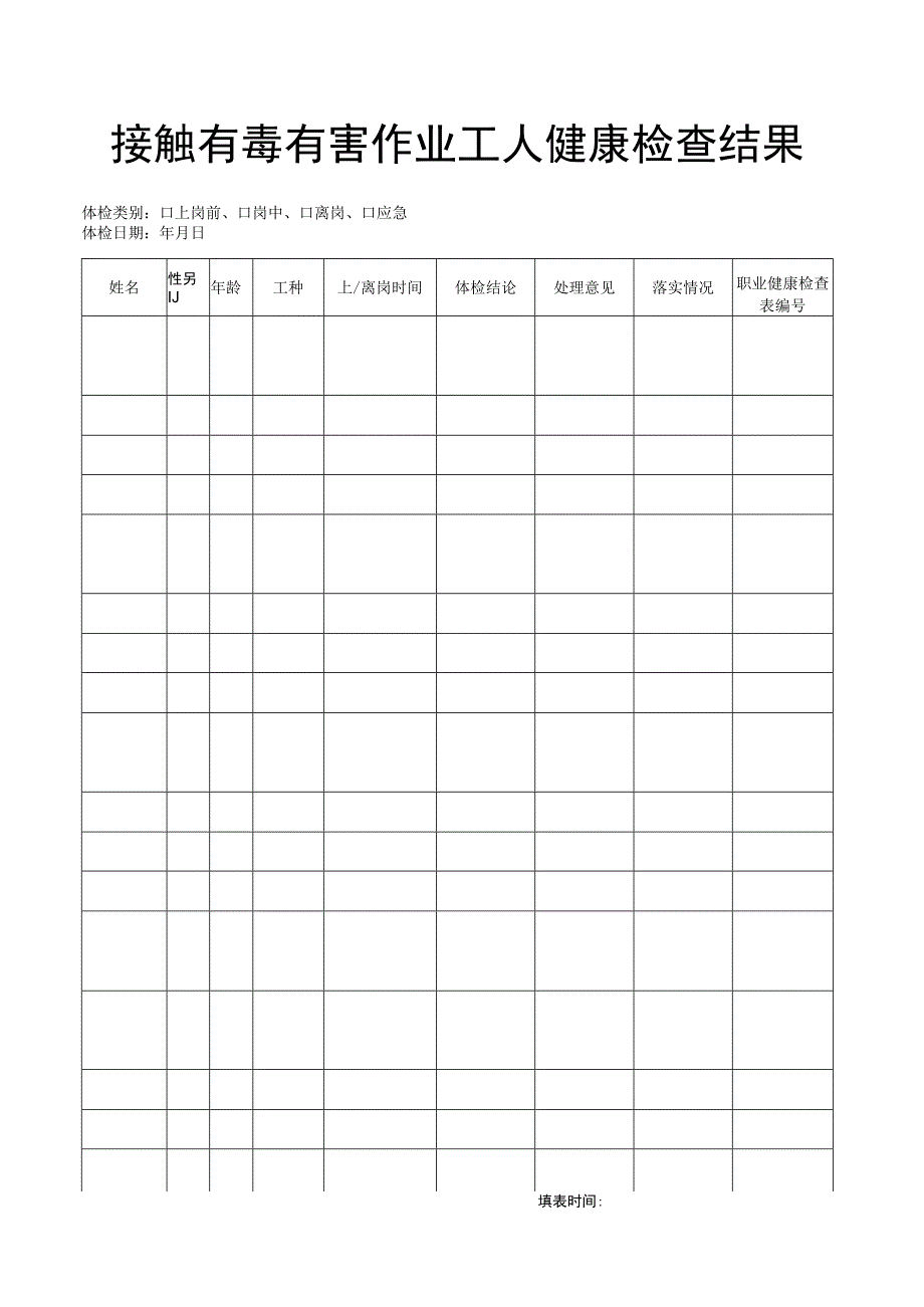 职业健康监护台帐健康检查结果.docx_第1页